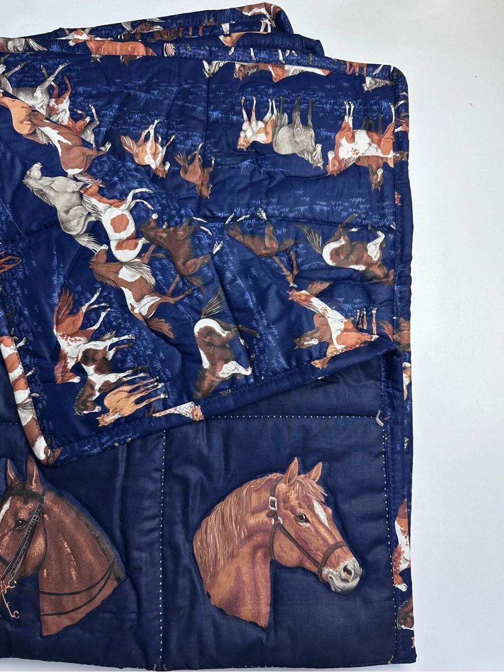 Horse Equestrian Quilt Throw Blanket Cranston Reversible Size 52 x 43 Inches